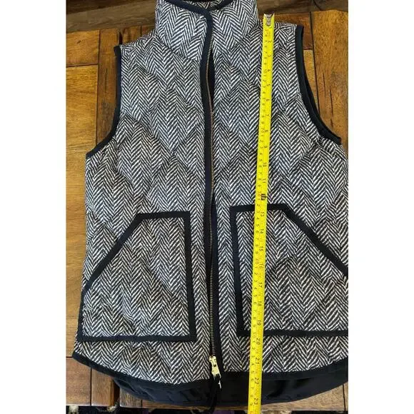J.Crew Herringbone Quilted Puffer Vest Down Fill Zip Front Pockets XXS - Picture 8 of 9